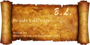 Brich Lőrinc névjegykártya